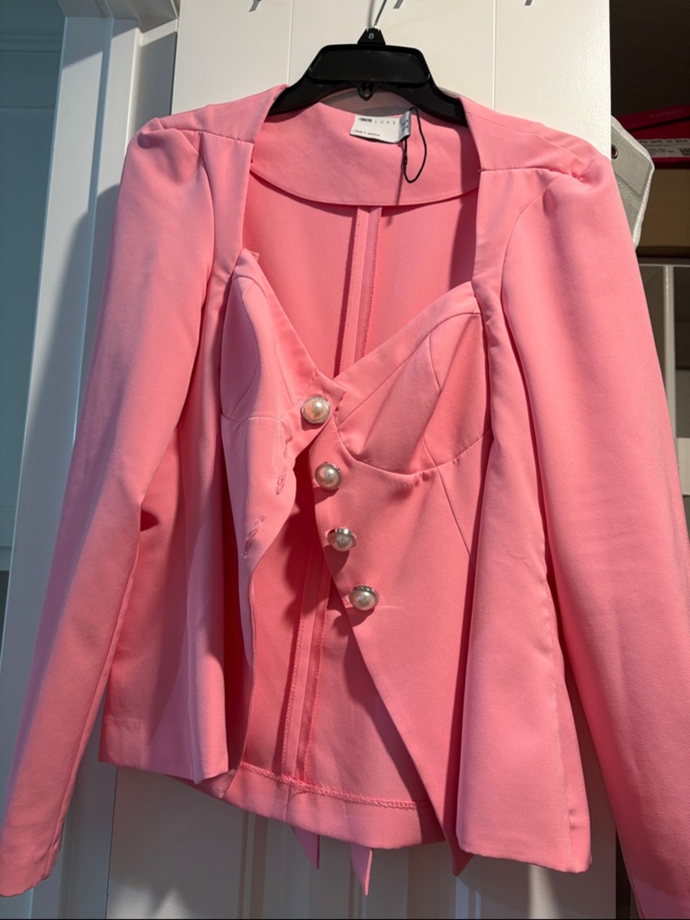 ASOS Pink Button-Down Bustier Blazer Top - Picture 4 of 5